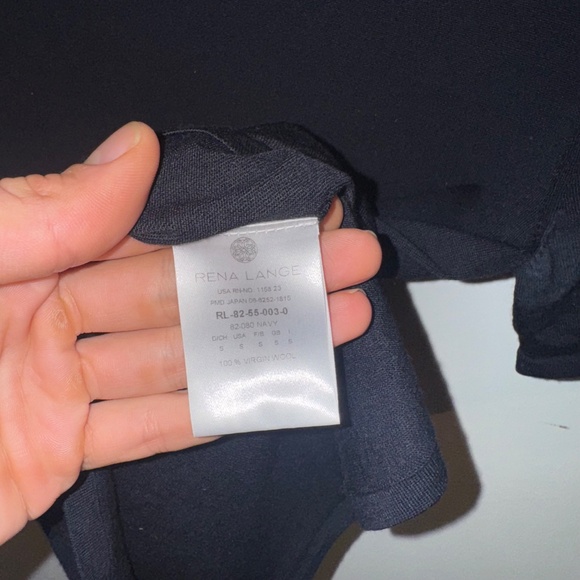 RENA LANGE Navy Wool T Shirt - Picture 3 of 3